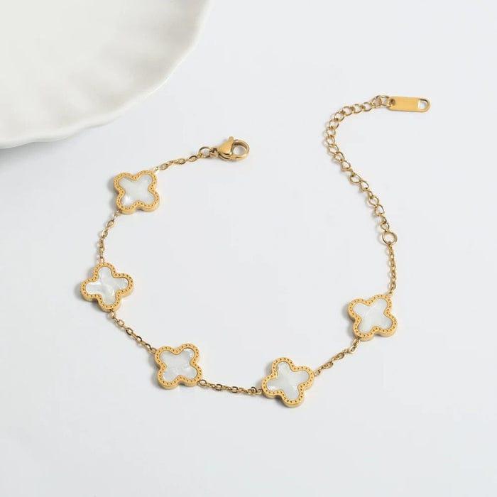 Gold Plated Clover Chain Bracelet for Women