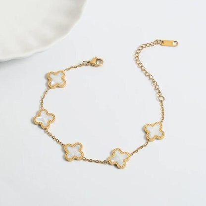 Gold Plated Clover Chain Bracelet for Women