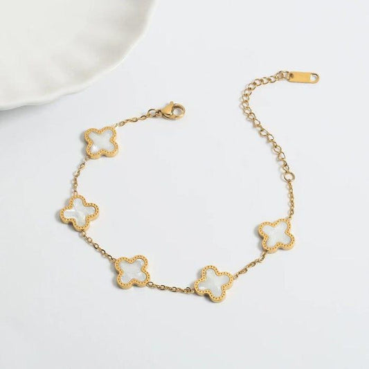 Gold Plated Clover Chain Bracelet for Women