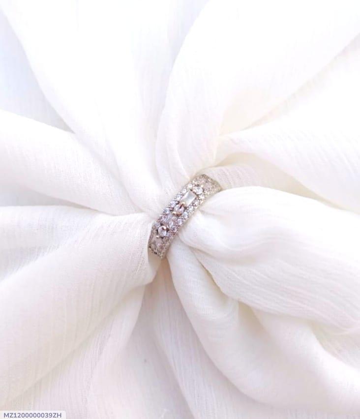Adjustable Crystal Silver Ring for Women Men