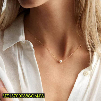 Gold Plated Pearl Necklace Adjustable for Women