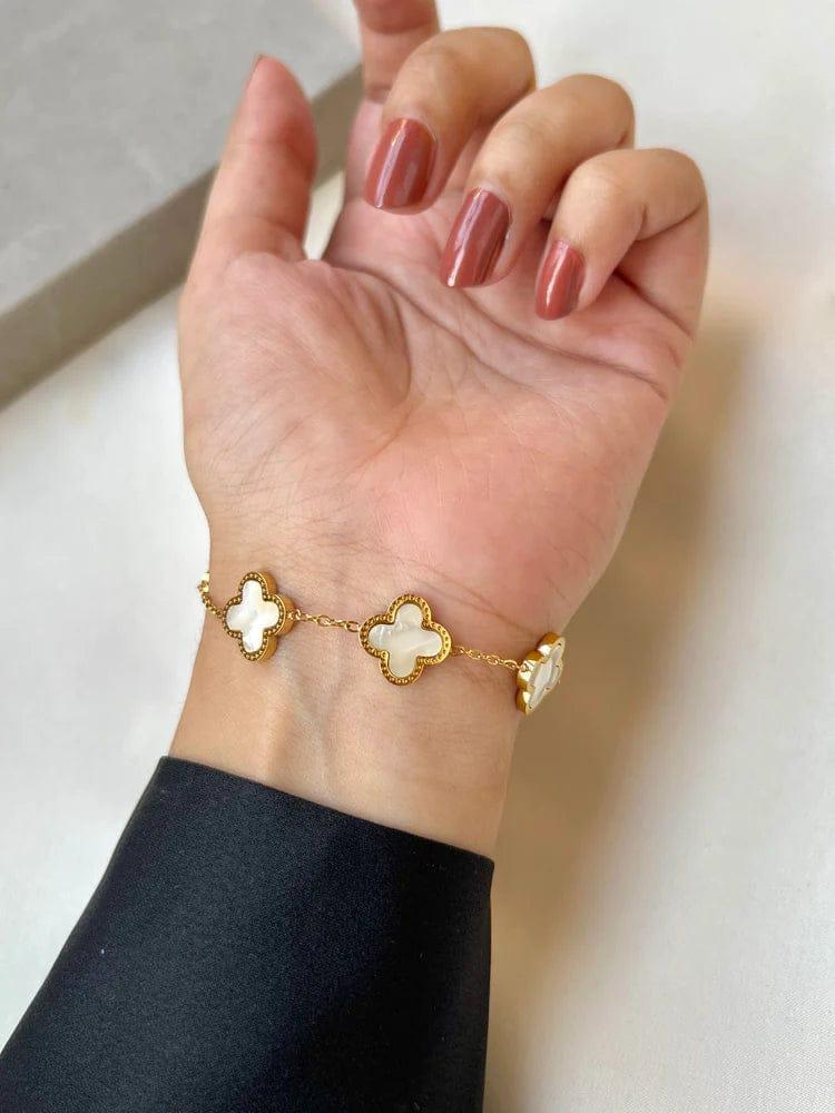 Gold Plated Clover Chain Bracelet for Women