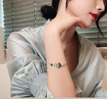 Gold Plated Green Stone Bracelet for Women