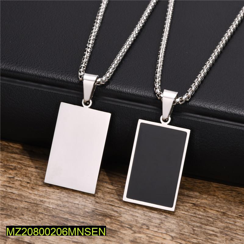 Stainless Steel Black Square Pendant Necklace for Men