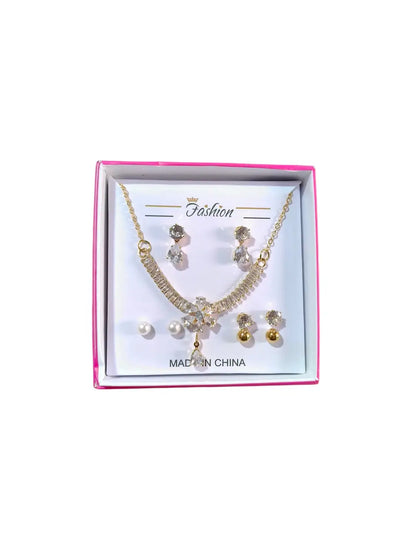 Funky Gold Plated Crystal Necklace Set
