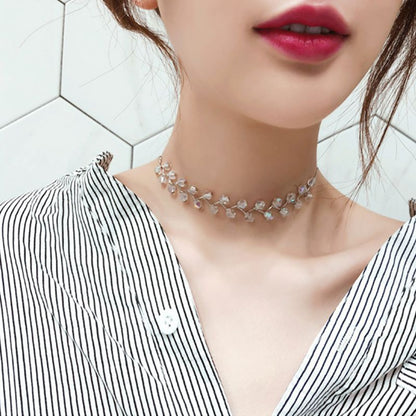 Pearl Choker Necklace for Women Korean Style Silver White Bead