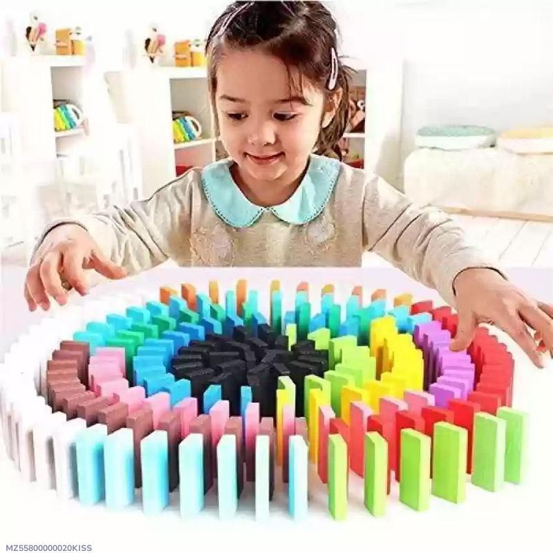 Wooden Dominos Set for Kids Color Matching & Learning