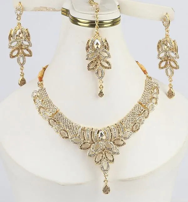 Golden Badam Patti Necklace Set for Women