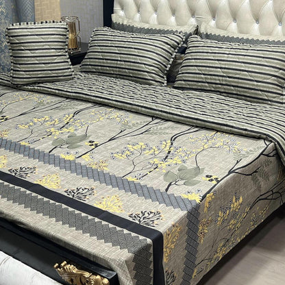 Cotton Salonica Printed Comforter Set Double Bed 7 Pcs