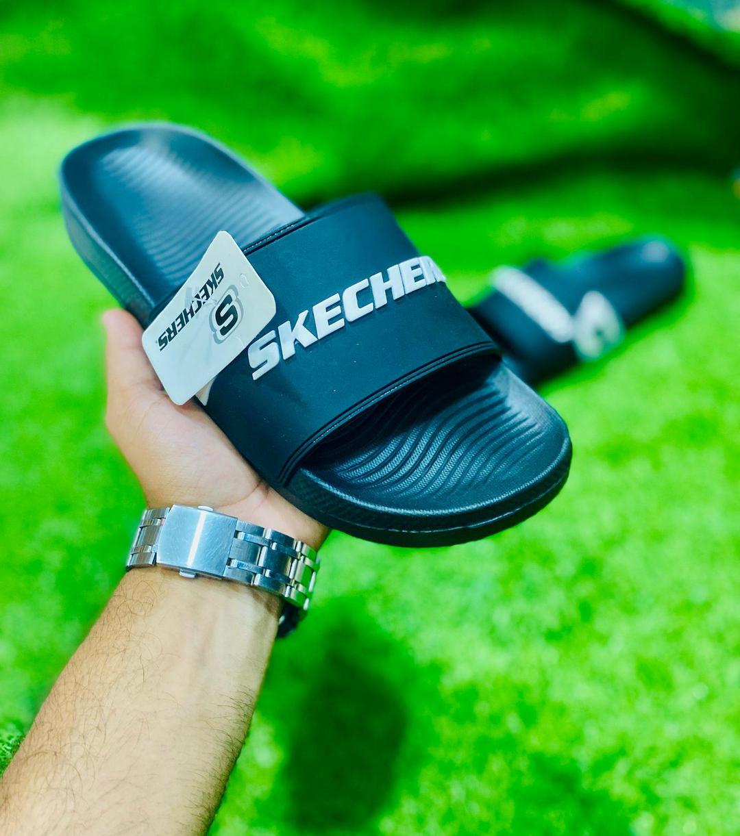 Men's Black PU Leather Slide Slippers Size 7-10