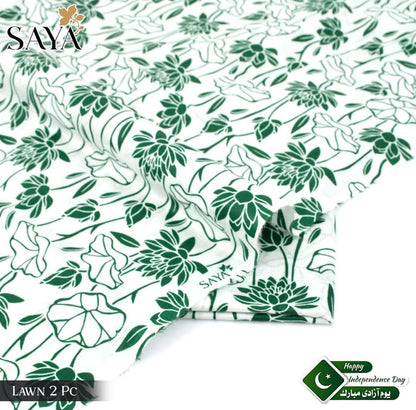 Premium Lawn Suit Green Floral 14th August Celebration
