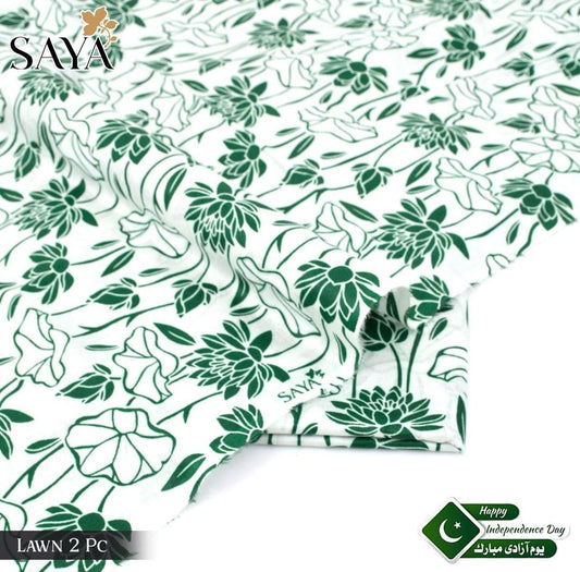 Premium Lawn Suit Green Floral 14th August Celebration