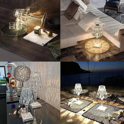 Rechargeable Crystal Table Lamp with Starburst Design