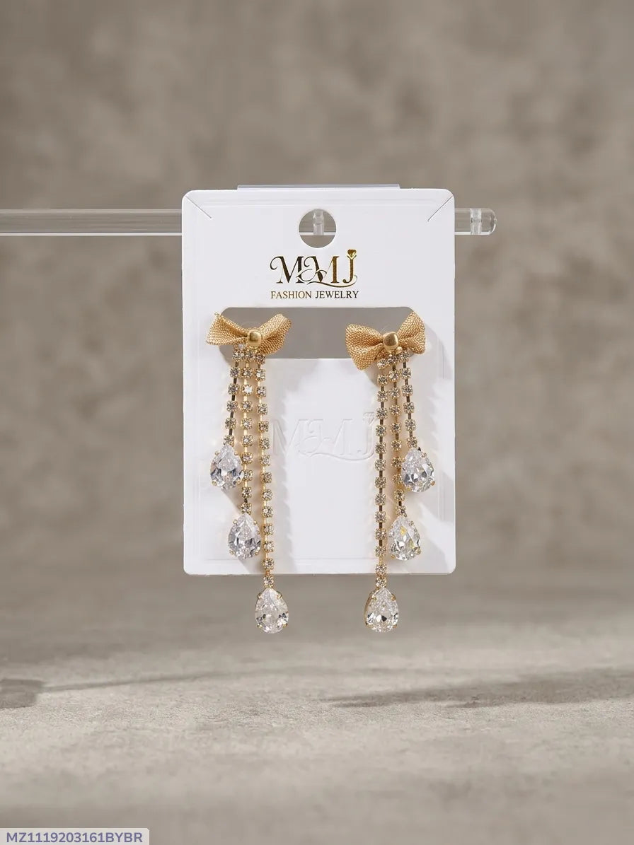 Golden Crystal Earrings for Women 2 Pcs