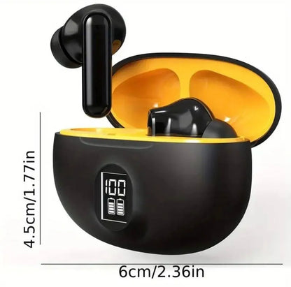 Premium Wireless Earbuds Black Yellow Bluetooth 5.3
