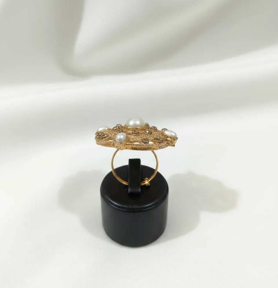 White Adjustable Ring for Wedding & Eid Wear