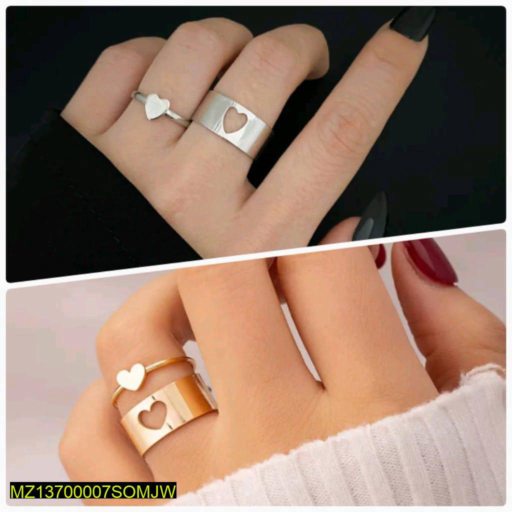Heart Shaped Rings Set of 4 Silver & Gold Plated