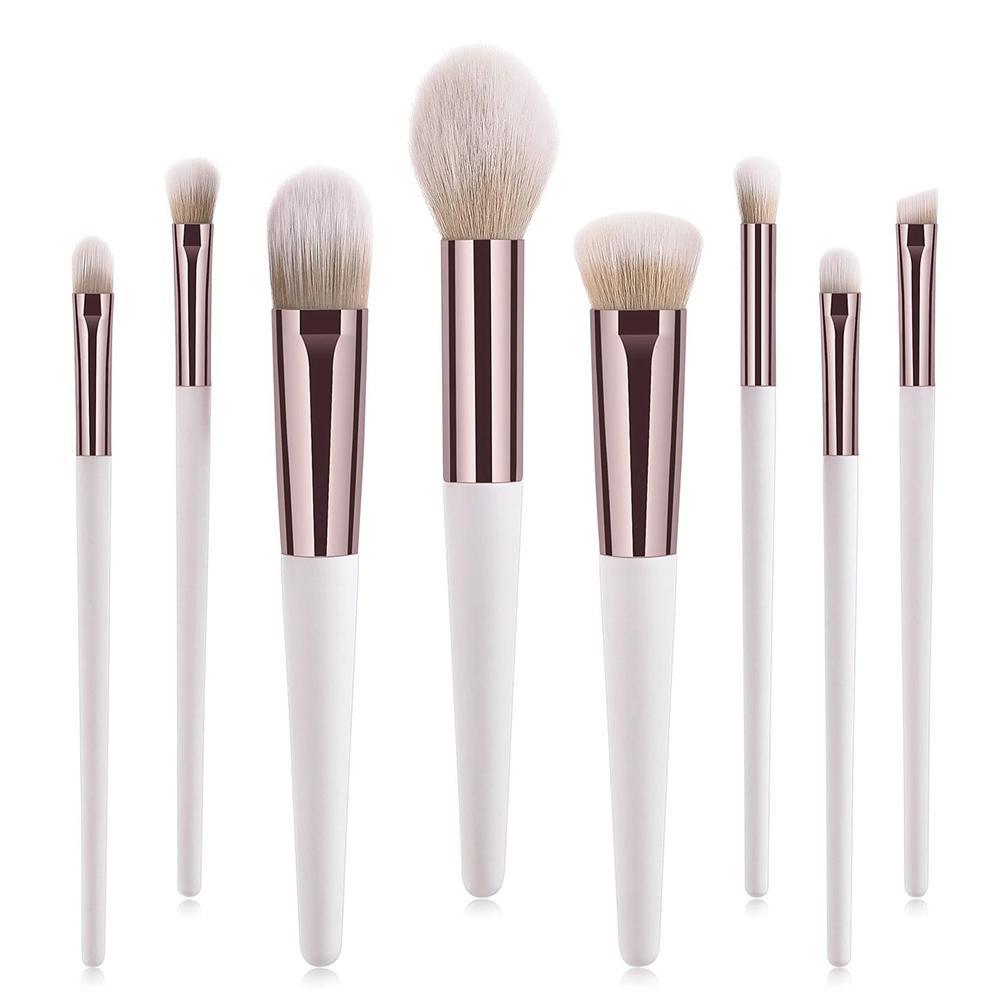 10-Piece Makeup Brush Set White Rose Gold ABS