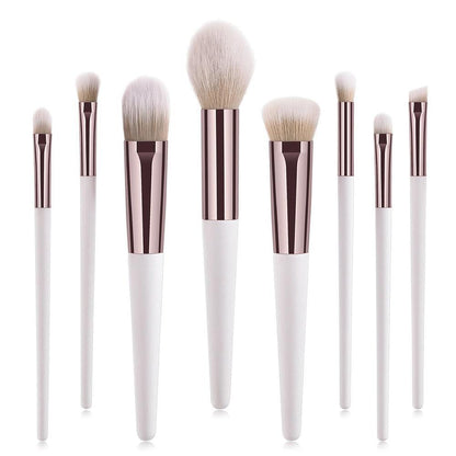 10-Piece Makeup Brush Set White Rose Gold ABS