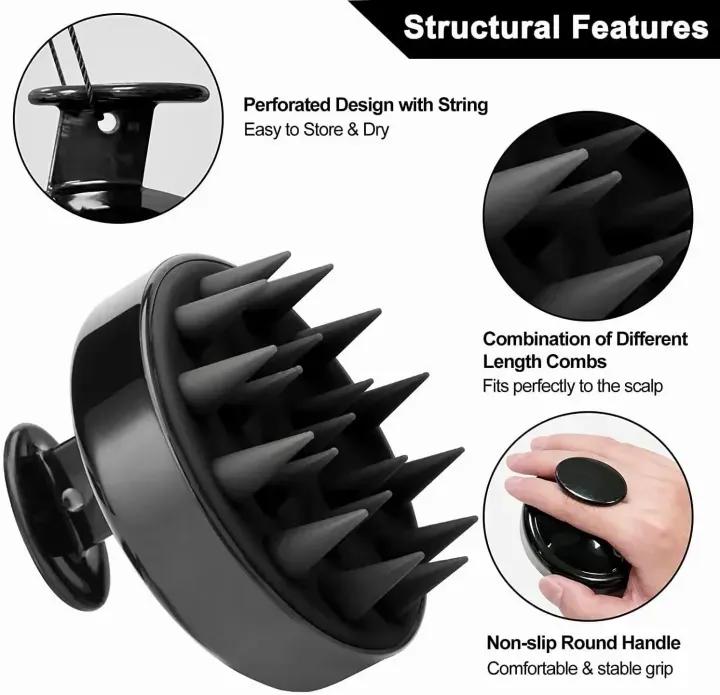 Silicone Scalp Massager Brush Pink Black