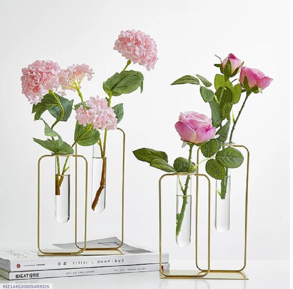 Golden Glass Vase for Home Decor Modern Minimalist