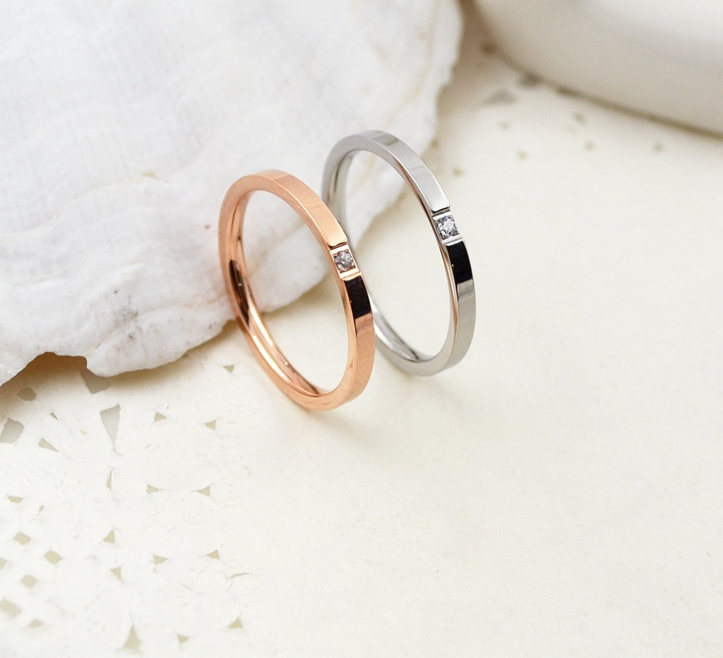Couple Diamond Wedding Rings Rose Gold & Silver