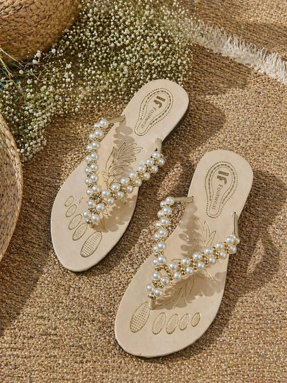 Pearl Pearl Flats for Women Elegant Sandal