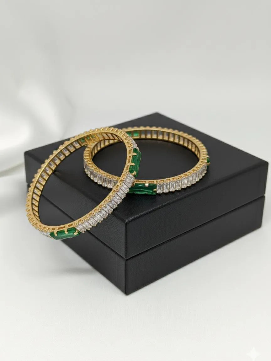 Green Emerald Bangle Set for Women Wedding Party Wear
