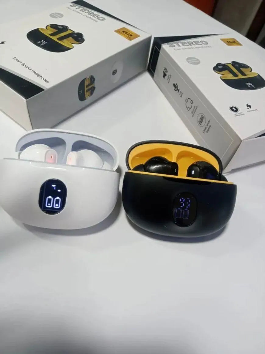 Premium Wireless Earbuds Black Yellow Bluetooth 5.3