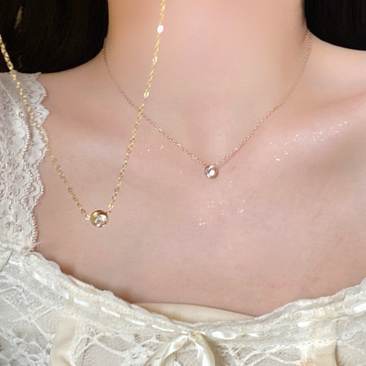 Gold Zircon Pendant Necklace for Women Daily Wear Luxury