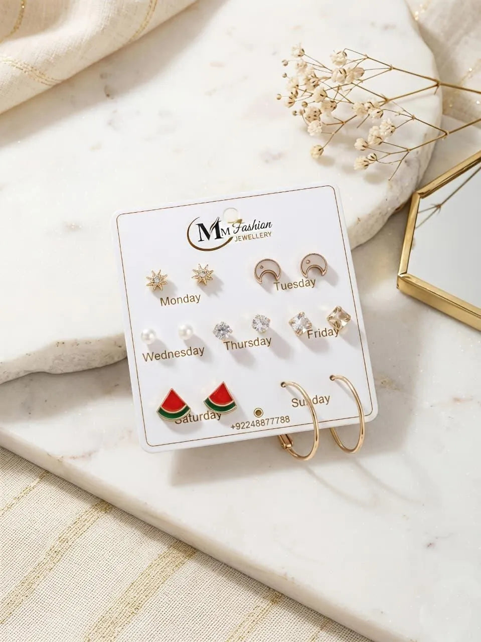 Gold Plated Crystal Earrings Set for Women