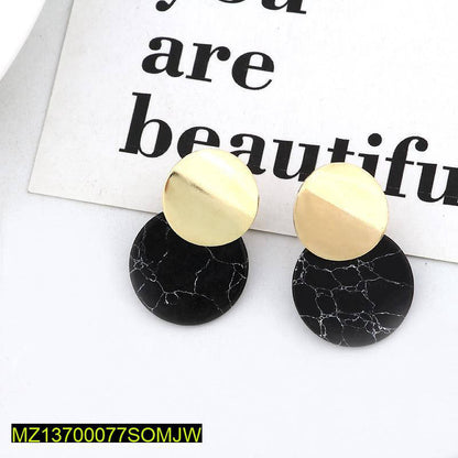 Black & Gold Marble Earrings for Women