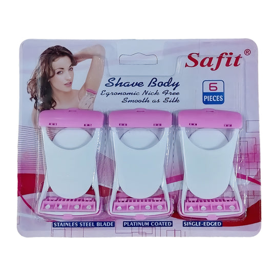 Safit Body Shaving Razor - Personal Grooming Tool Designed For Hair Removal And Smooth Skin Maintenance Routine - Pack of 6