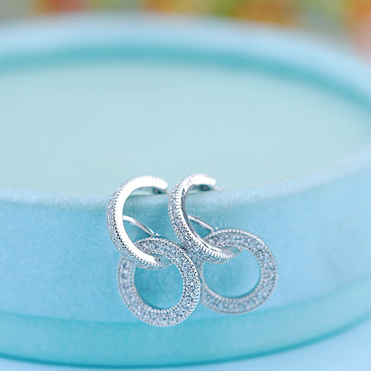 Elegant Circle Zircon Earrings S925 Silver