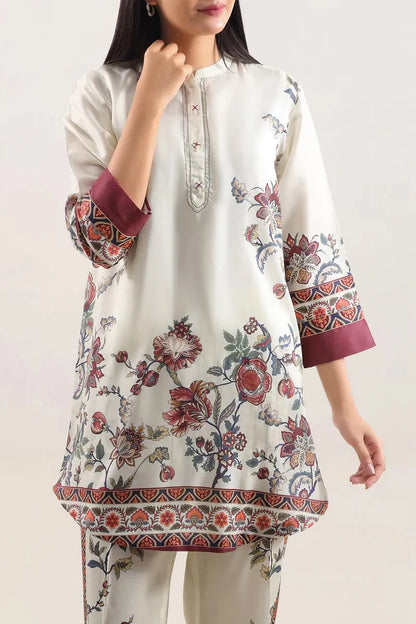 Off White Digital Print Lawn 2Pcs Set for Women