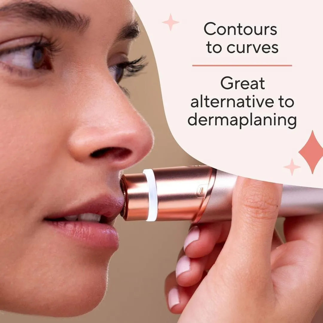 Rechargeable Facial Hair Removal Pen for Women with Stainless Steel Body and Gold Accents