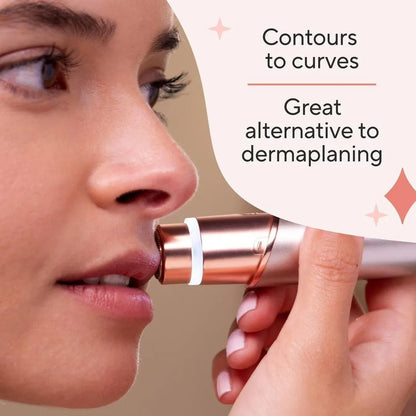 Rechargeable Facial Hair Removal Pen for Women with Stainless Steel Body and Gold Accents