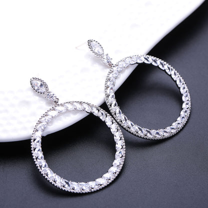 Geometric Circle Earrings S925 Silver Zircon Stones