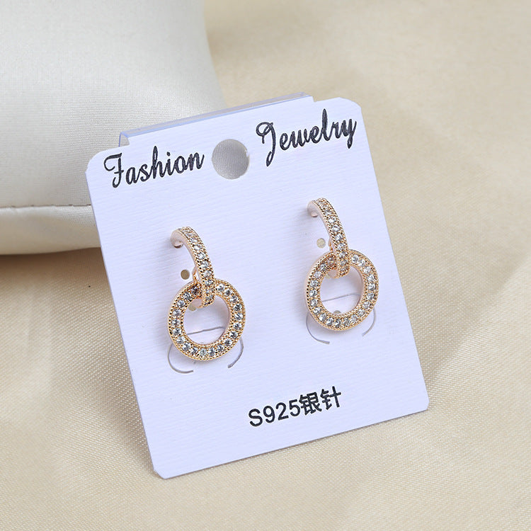 Elegant Circle Zircon Earrings S925 Silver