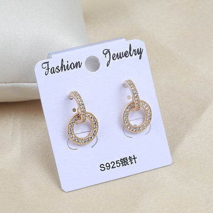 Elegant Circle Zircon Earrings S925 Silver