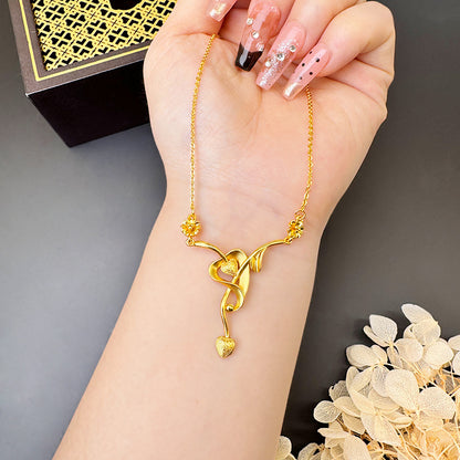 Gold Flower Necklace for Women Wedding Retro Style
