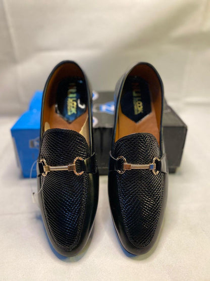 Men's Black Crocodile Texture Fancy Loafers