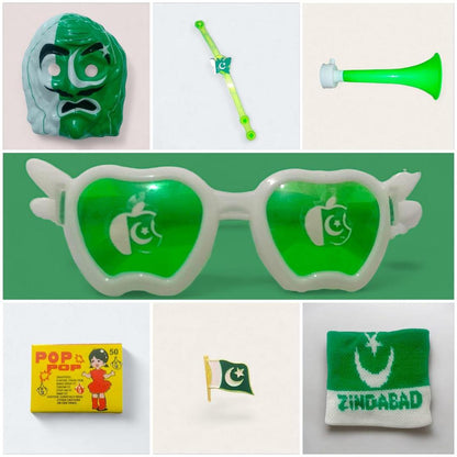 14th August Azaadi Kids Bundle 7Pcs ABS Green Pakistan Flag