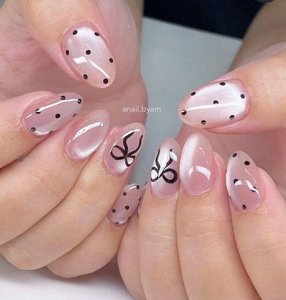 Multicolor Fake Nails with Bow Design 12pcs ABS Plastic