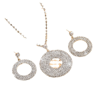 Large Silver Diamond Pendant Set for Women
