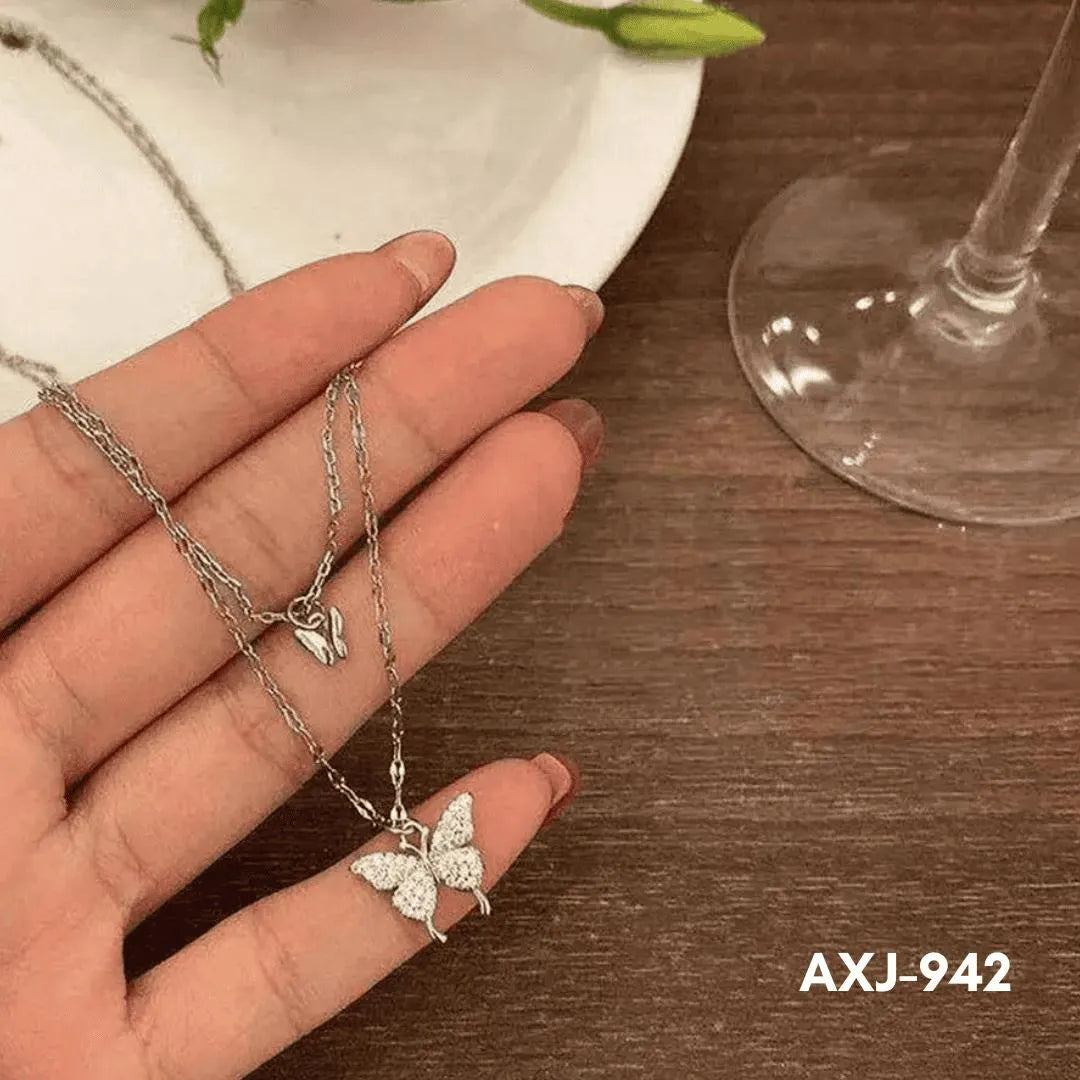 Silver Butterfly Necklace for Women