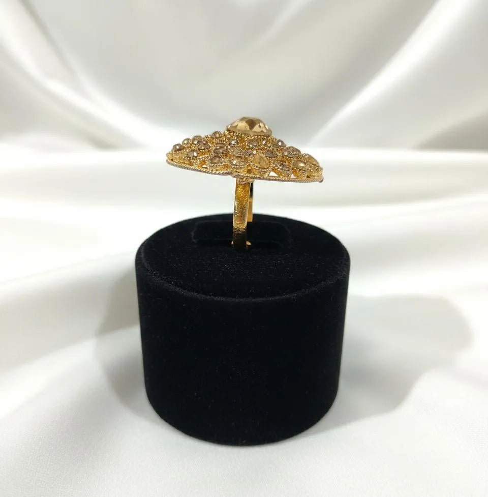 Golden Adjustable Bridal Ring with Filigree Design