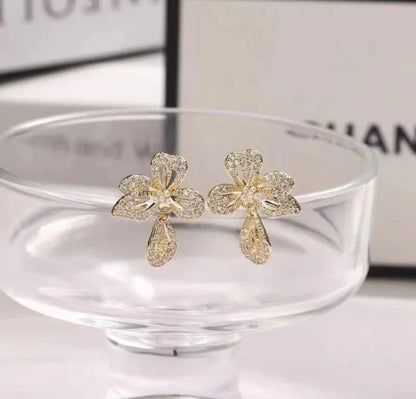 Gold Plated Floral Earrings for Women