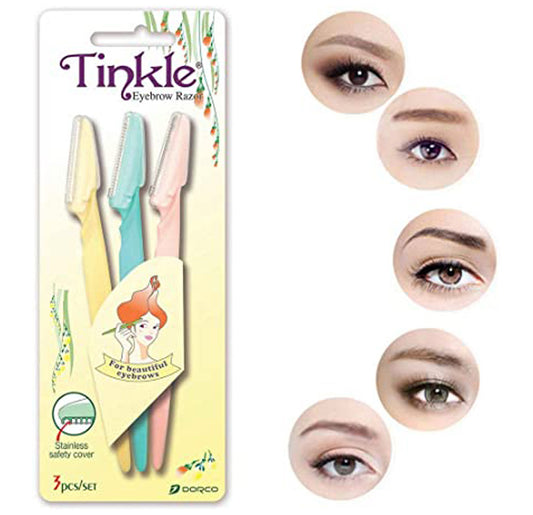 Pack of 3 - Tinkle Eyebrow Razor Easily Remove Hair For Women - Personal Grooming Tool Designed For Facial Hair Removal And Smooth Skin Maintenance Routine