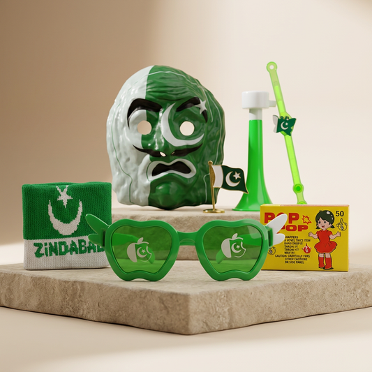 14th August Azaadi Kids Bundle 7Pcs ABS Green Pakistan Flag
